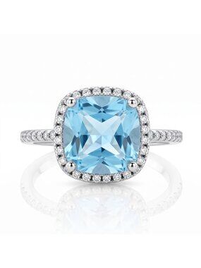 Blue Topaz Ring, 925 Sterling Silver Charmed Aroma